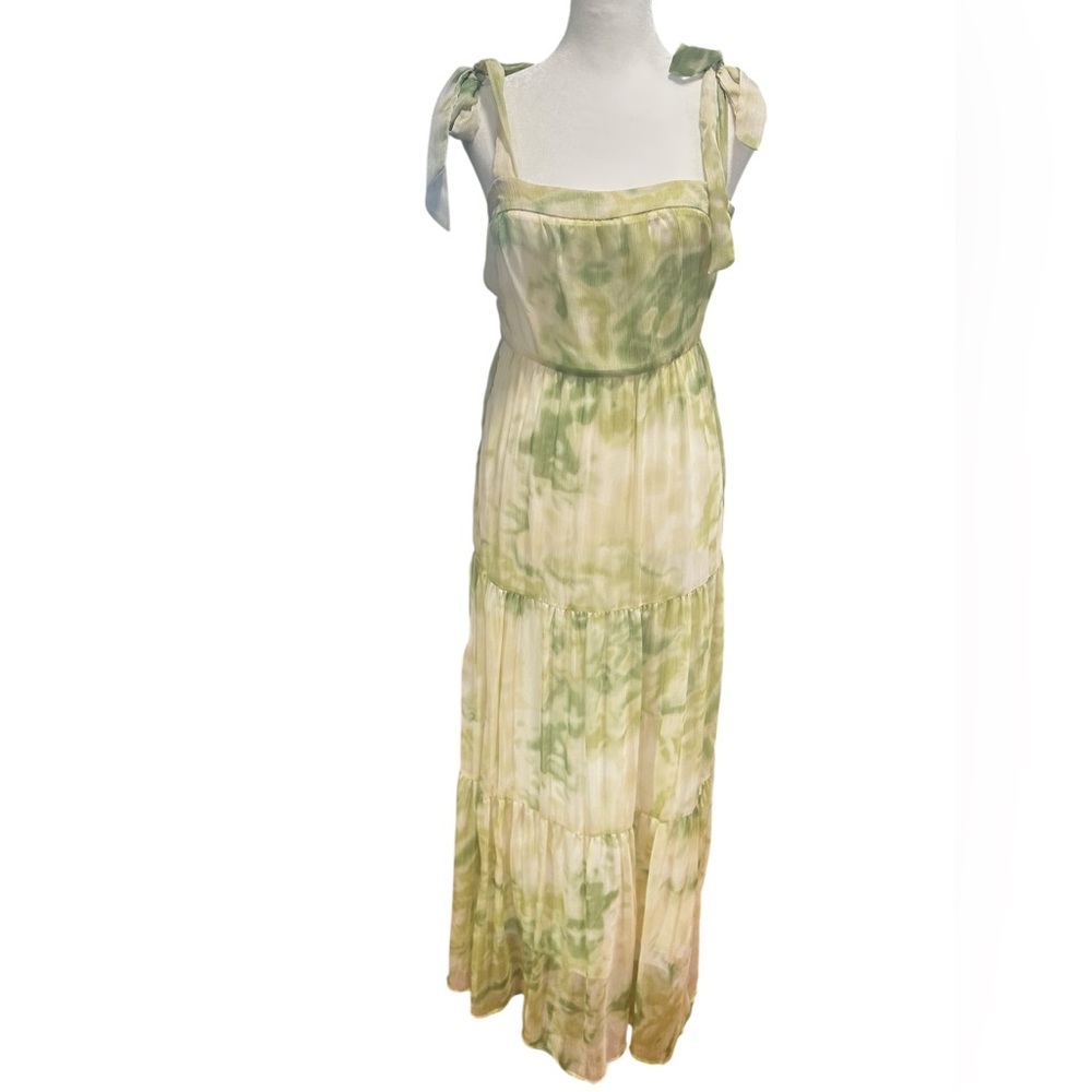 REVOLVE Line & Dot PalmTie Shoulder Tiered Maxi Dress Green Tie Dye Cottagecore - Picture 2 of 7